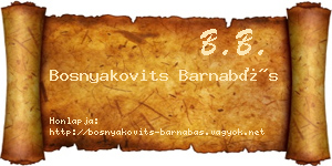 Bosnyakovits Barnabás névjegykártya